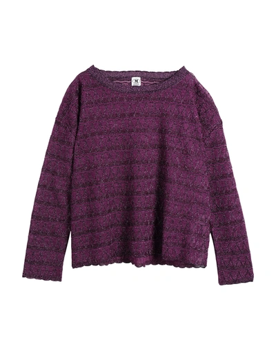 Shop M Missoni Woman Sweater Purple Size Xl Viscose, Cotton, Polyester, Polyamide