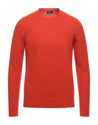 Shop Drumohr Man Sweater Rust Size 46 Lambswool In Red