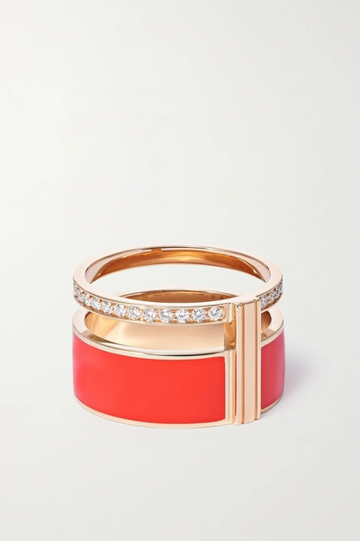 Shop Repossi Berbere 18-karat Rose Gold, Lacquer And Diamond Ring