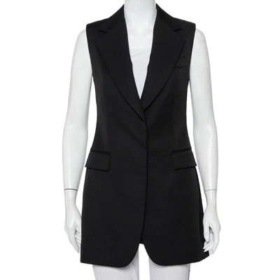Pre-owned Stella Mccartney Black Wool Sleeveless Long Blazer Jacket S