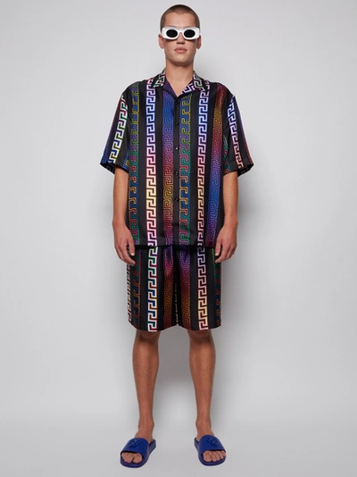 Versace Men's Black / Multicolor Greca Neon Print Silk Shorts, Brand Size  48 A86432-1A00967-5B020 - Jomashop