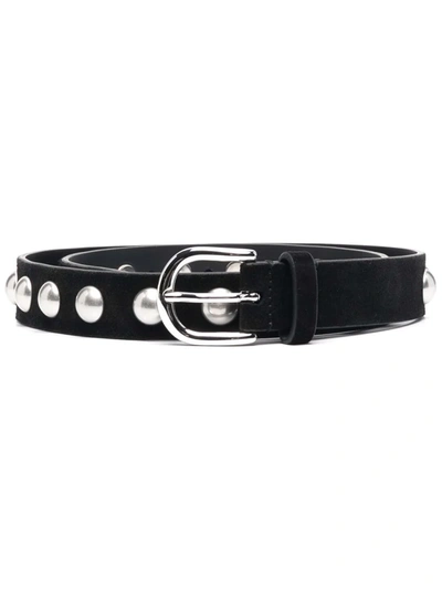 Shop Isabel Marant Large-stud Leather Belt In 黑色
