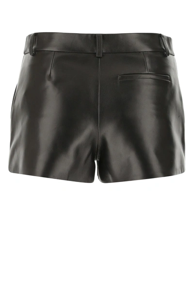 Shop Versace Black Nappa Leather Shorts  Black  Donna 38