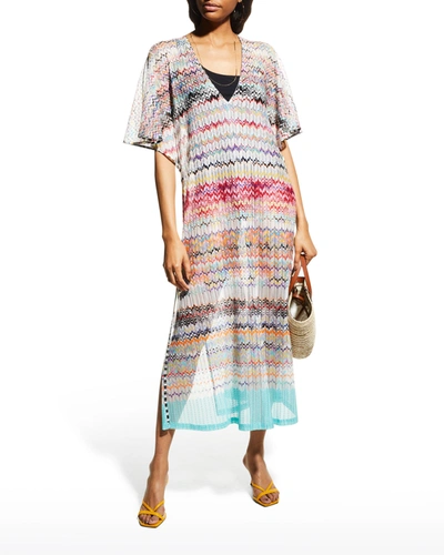 Shop Missoni Long Side-slit Cover-up Dress In Sm63w