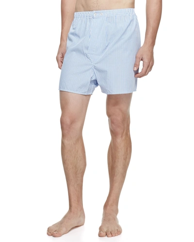 Shop Derek Rose James Fine-stripe Boxer Shorts In Blue