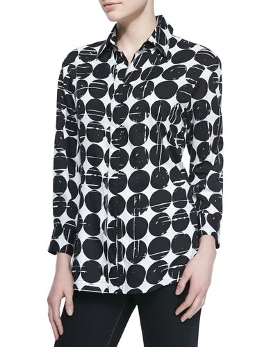 Shop Finley Poplin Polka-dot Print Dress Shirt In Black/white