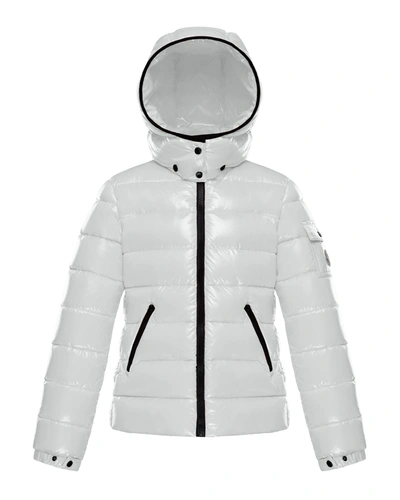 Shop Moncler Girl's Bady Quilted Logo Jacket In 032 White