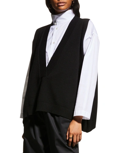 Shop Eskandar Deep-v Cashmere Vest In Black