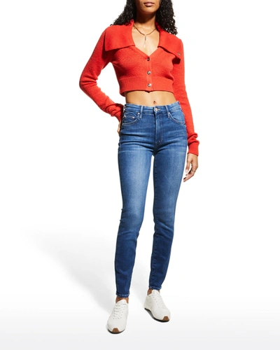 Shop Mother The High-waisted Looker Skinny Jeans In Balls Of Yarn