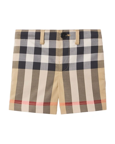 Shop Burberry Boy's Royston Icon Stripes Shorts In Archive Beige Ip