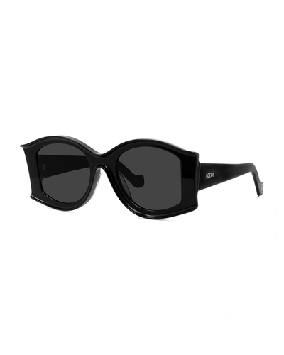 Shop Loewe Oversized Butterfly Sunglasses In 02a Shiny Black