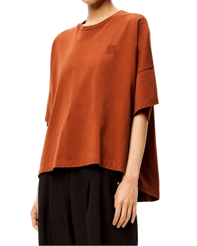 Shop Loewe Oversized Anagram T-shirt In Tan