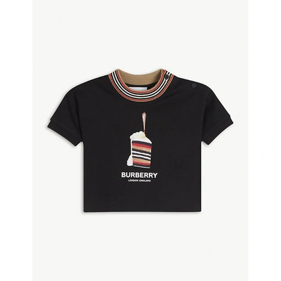 Shop Burberry Pam Cake-print Cotton T-shirt 6-24 Months In Black