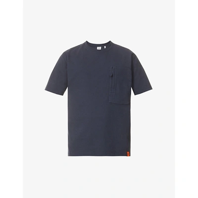 Shop Aspesi Zipped-pocket Cotton-jersey T-shirt In Sky