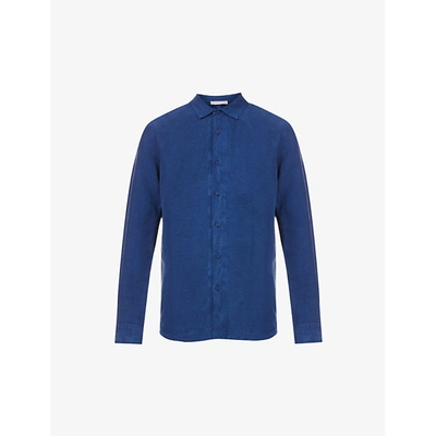 Shop Orlebar Brown Mens Blue Wash Giles Regular-fit Woven Shirt S