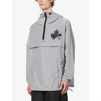Shop Dsquared2 Maple Leaf Graphic-print Shell Jacket In Grey