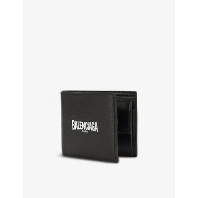 Shop Balenciaga Teen Skate Zipped Leather Billfold Wallet In Black White