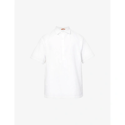 Shop Barena Venezia Waffle-texture Short-sleeved Cotton Shirt In White