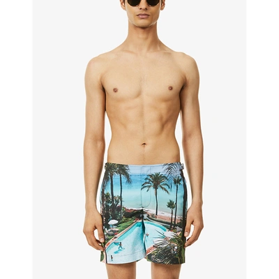 Shop Orlebar Brown Bulldog Photo-print Recycled-polyester Swim Shorts In Marbella Club Days