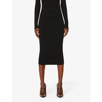 Shop Wardrobe.nyc Wardrobe. Nyc Womens Black Ribbed High-waist Stretch-knit Midi Skirt Xl