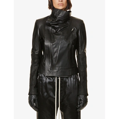 Shop Rick Owens Larry Padded Leather Jacket In Black