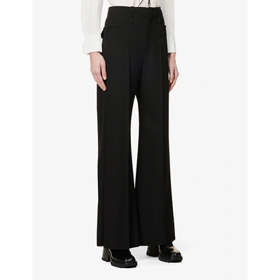 Shop Chloé Wide-leg High-rise Wool Trousers In Black