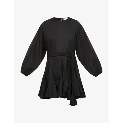 Shop Rhode Womens Black Ella Braided-belt Cotton Mini Dress L