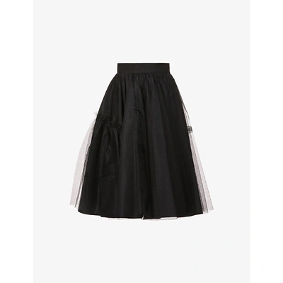 Shop Alexander Mcqueen Womens Black High-waist Tulle Midi Skirt 12