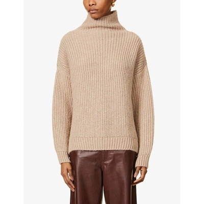 Shop Anine Bing Sydney Relaxed-fit Knitted Jumper In Camel
