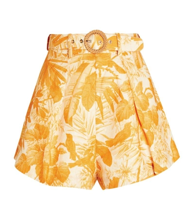 Shop Zimmermann Mae Printed Shorts In Orange