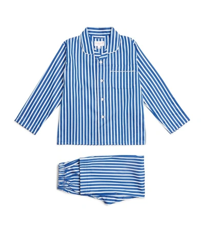 Shop Derek Rose Kids Cotton Striped Pyjama Set (3-16 Years) In Blue