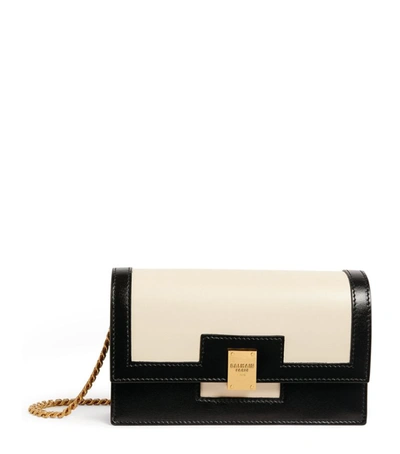 Shop Balmain Small Leather 1945 Wallet-on-chain In Ivory