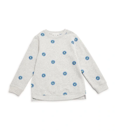 Shop Stella Mccartney Kids Daisy Embroidered Sweatshirt (3-14+ Years) In Grey