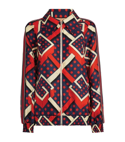 Shop Gucci Silk Printed Bomber Jacket In Ivory