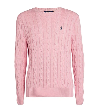 Shop Polo Ralph Lauren Slim Cable-knit Sweater In Pink