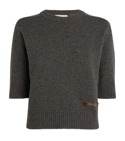 Shop Gucci Cashmere Horsebit Sweater In Grey