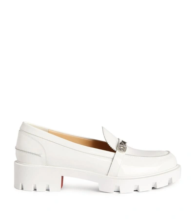 Shop Christian Louboutin Patent Lock Woody Loafers In White