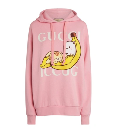Shop Gucci Bananya Print Hoodie In Pink