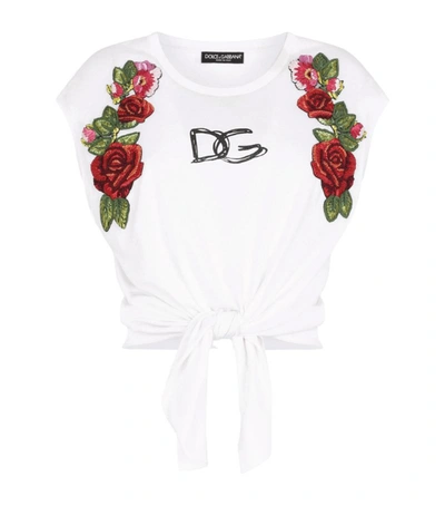 Shop Dolce & Gabbana Cotton Tie-detail Top In Multi