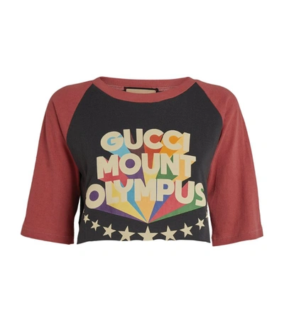 Shop Gucci Mount Olympus Print T-shirt In Grey