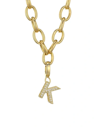 Shop Roberto Coin Princess Charms 18k Yellow Gold & Diamond Initial Charm In Initial K