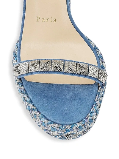Shop Christian Louboutin Pyraclou Wedge Sandals In Blue