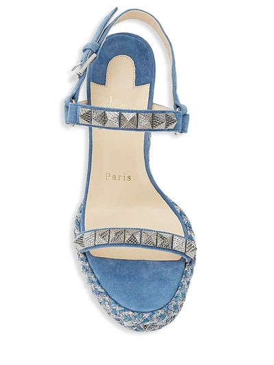 Shop Christian Louboutin Pyraclou Wedge Sandals In Blue