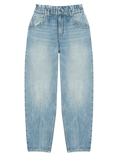 Shop Maje Promesso Paperbag Waist High-rise Oversized Jeans In Blue