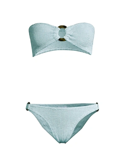 Shop Hunza G Gloria Ring Detail Bandeau 2-piece Bikini Set In Baby Blue