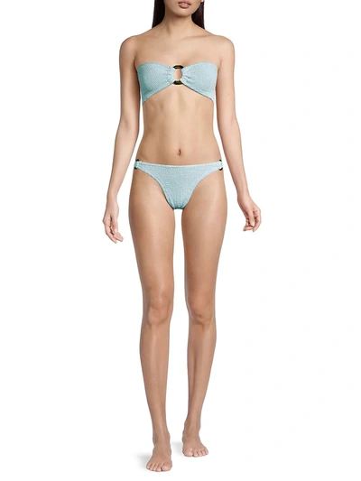 Shop Hunza G Gloria Ring Detail Bandeau 2-piece Bikini Set In Baby Blue