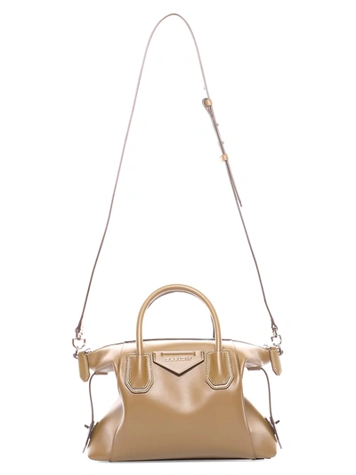 Shop Givenchy Small Antigona Soft Leather Satchel In Beige