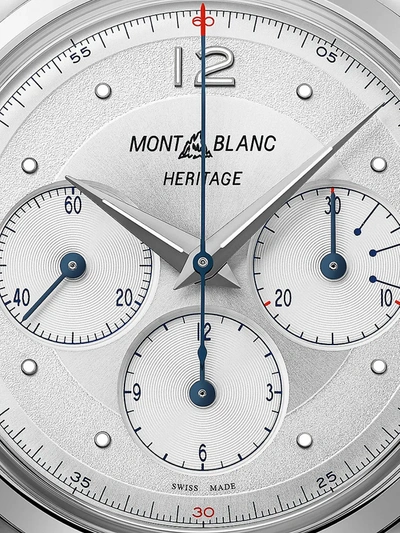 Shop Montblanc Women's Heritage Stainless Steel & Black Alligator-strap Chronograph Watch In Silver