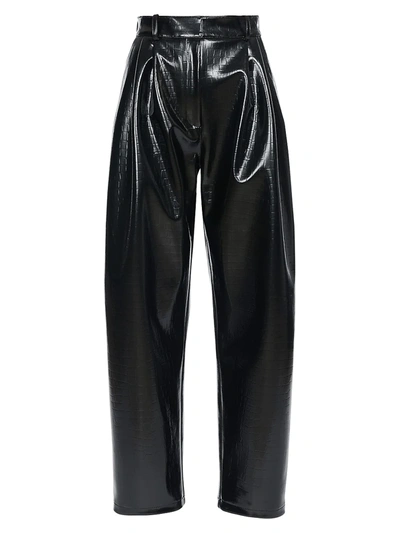 Shop A.w.a.k.e. Aw21 Trousers With Front Pleats In Black Crocodile