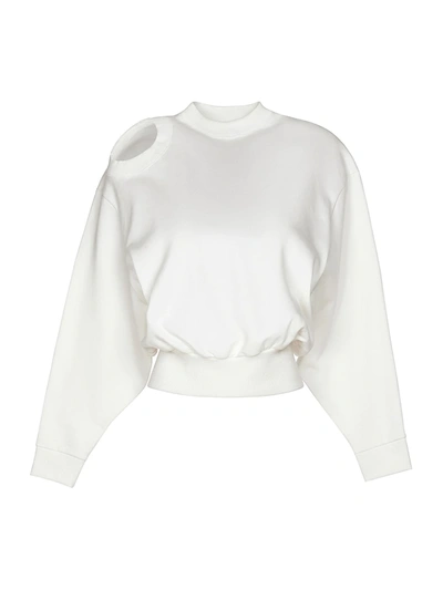 Shop A.w.a.k.e. Women's Cutout Cropped Sweatshirt In Off White